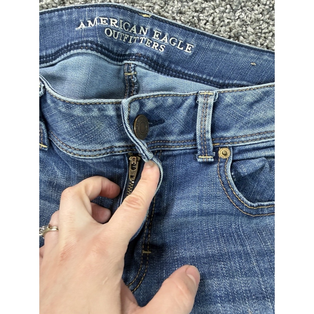Vintage Y2K American Eagle Kick Boot Jeans Women's Size 12 Blue Baggy - Picture 4 of 12